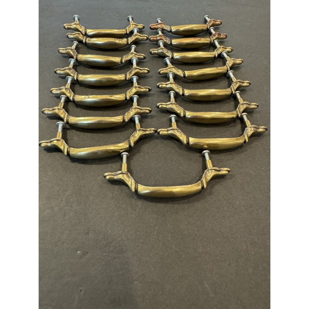 VTG KBC Brass Pulls N1914 Lot Of 15 With Screws 3”/4.5”